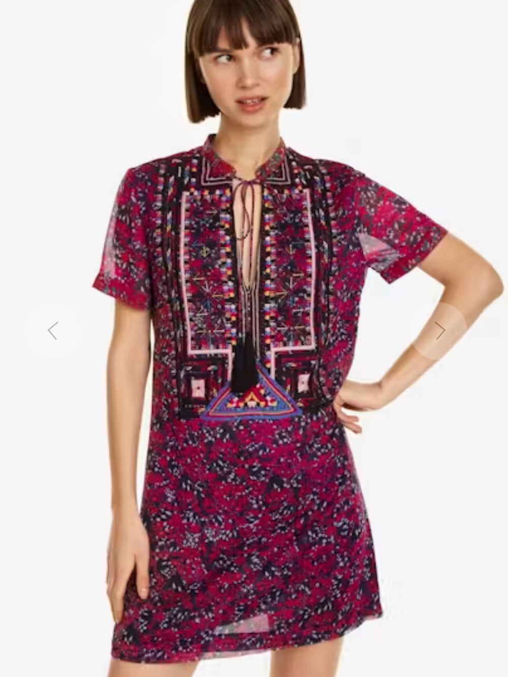 NWT Desigual Vesrita Embroidered Shift Dress Floral Size 6